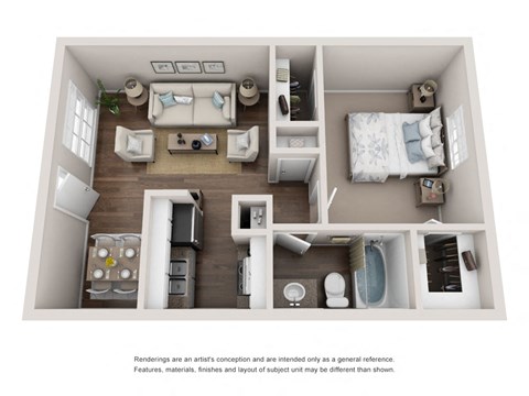 A3 Floor Plan at Bellaire Oaks Apartments, Houston, TX